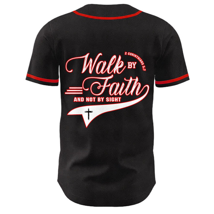 Christianartworkshop Walk By Faith And Not By Sight Cross Scripture Graphic Unisex Baseball Jersey - image 2