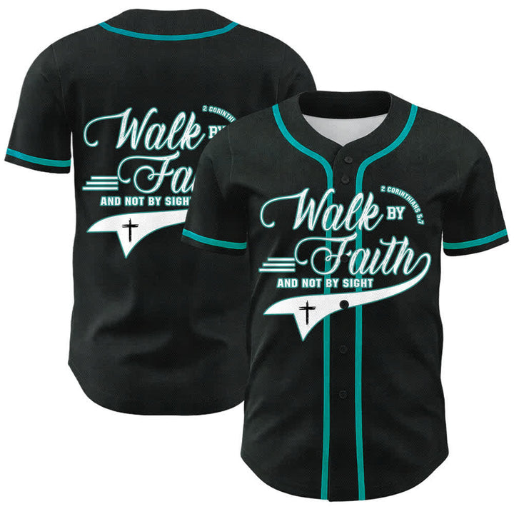 Christianartworkshop Walk By Faith And Not By Sight Cross Scripture Graphic Unisex Baseball Jersey - Lake Blue - 5XL - image 12