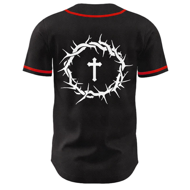 Christianartworkshop Faith Over Fear Crown Of Thorns Cross Scripture Graphic Unisex Baseball Jersey - image 8