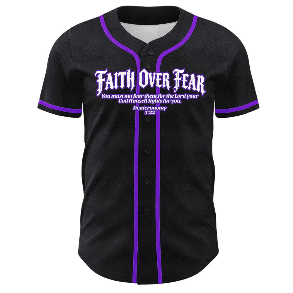 Christianartworkshop Faith Over Fear Crown Of Thorns Cross Scripture Graphic Unisex Baseball Jersey - image 25