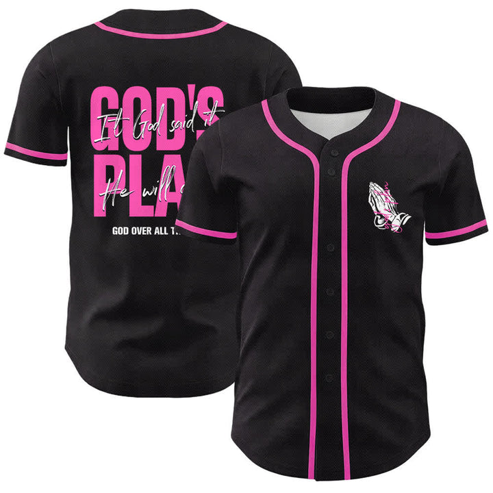 Christianartworkshop God's Plan Praying Hands Faith Slogan Dual Side Printed Unisex Baseball Jersey - Pink - 5XL - image 18