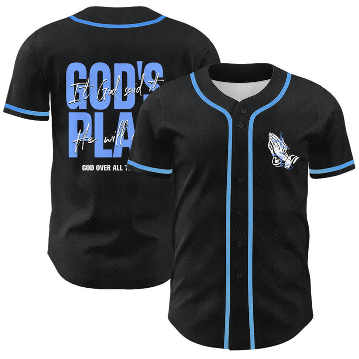 Christianartworkshop God's Plan Praying Hands Faith Slogan Dual Side Printed Unisex Baseball Jersey - Sky Blue - 5XL - image 15