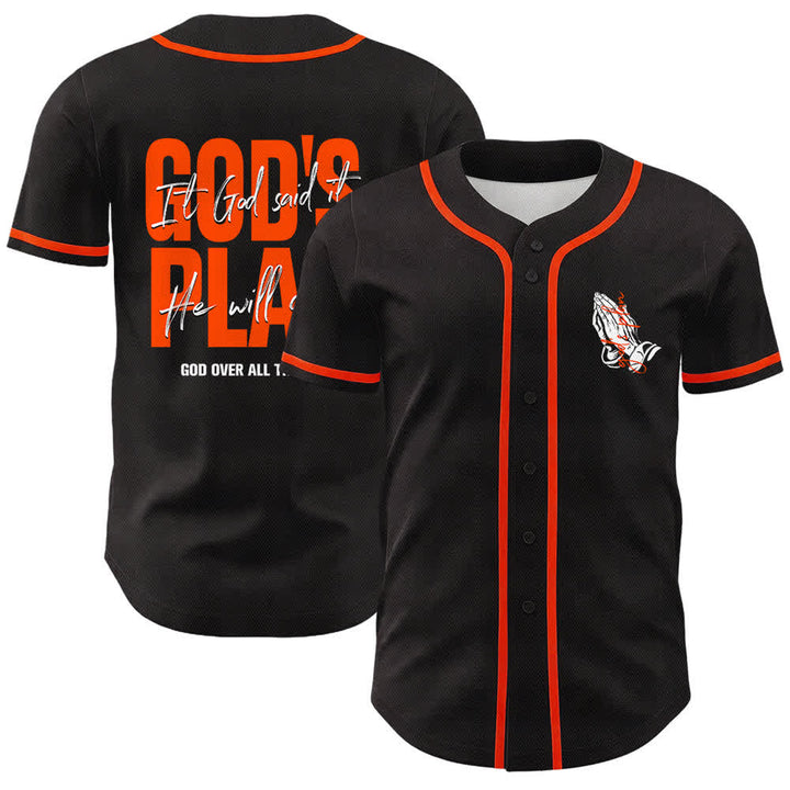 Christianartworkshop God's Plan Praying Hands Faith Slogan Dual Side Printed Unisex Baseball Jersey - Orange - 5XL - image 9