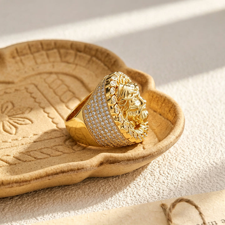 Christianartworkshop Iced Pave Halo Sculpted Portrait Statement Ring: Emblem of Enduring Heavenly Compassion - image 8
