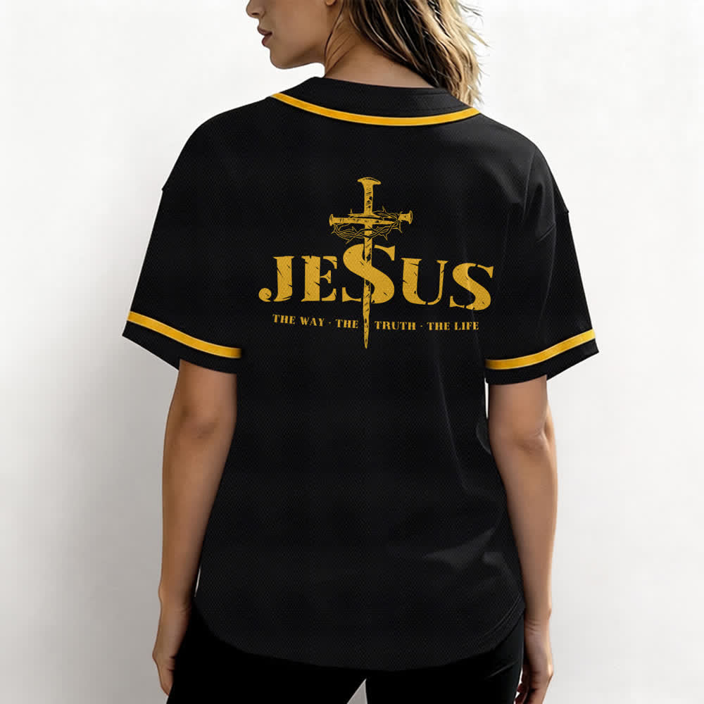 Christianartworkshop Jesus Cross Nail and Crown of Thorns Baseball Jersey - image 34