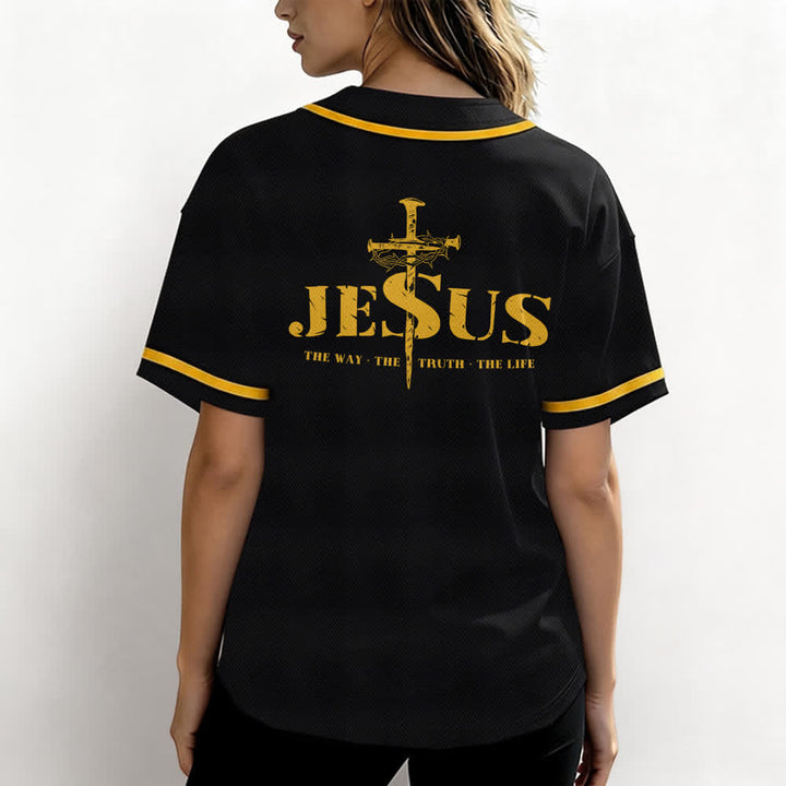 Christianartworkshop Jesus Cross Nail and Crown of Thorns Baseball Jersey - image 34