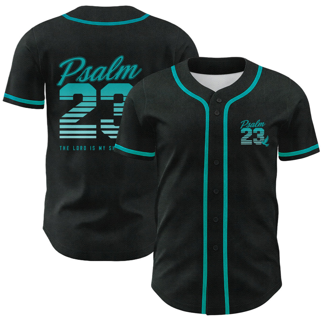 Christianartworkshop Retro Striped Gradient Number Cursive Psalm 23 Unisex Baseball Jersey - Lake Blue - 5XL - image 15