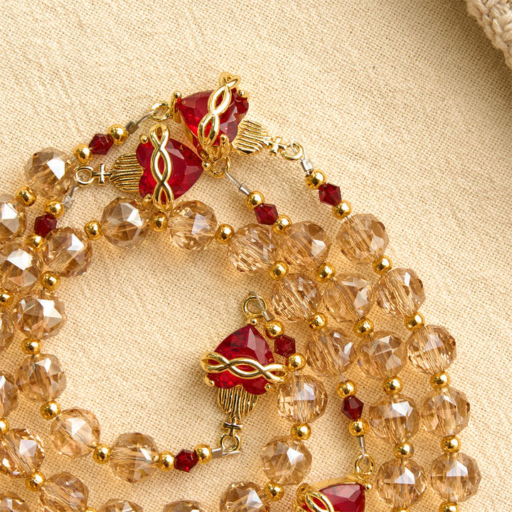 Christianartworkshop Champagne Faceted Glass Rosary With Sacred Heart Charms: Emblem of Enduring Divine Love - image 5