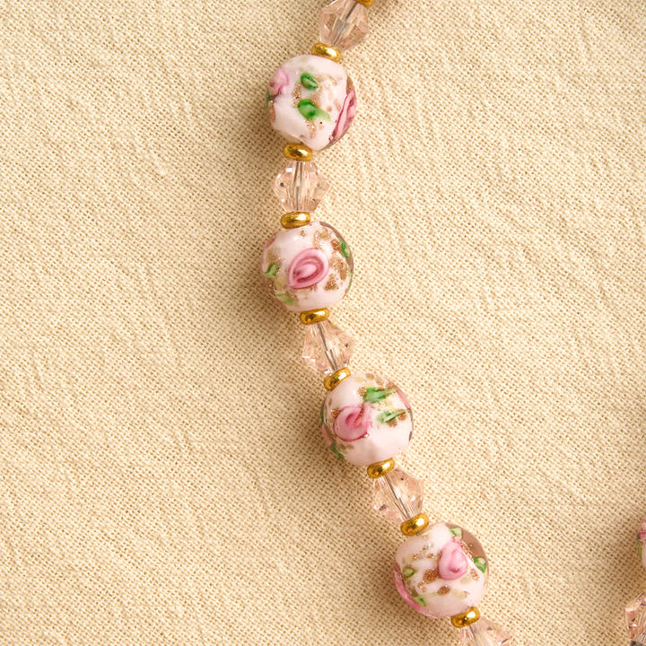 Christianartworkshop Floral Painted Glass Pocket Car Rosary With Rhinestone Crucifix: Emblem of Gentle Heavenly Peace - image 8