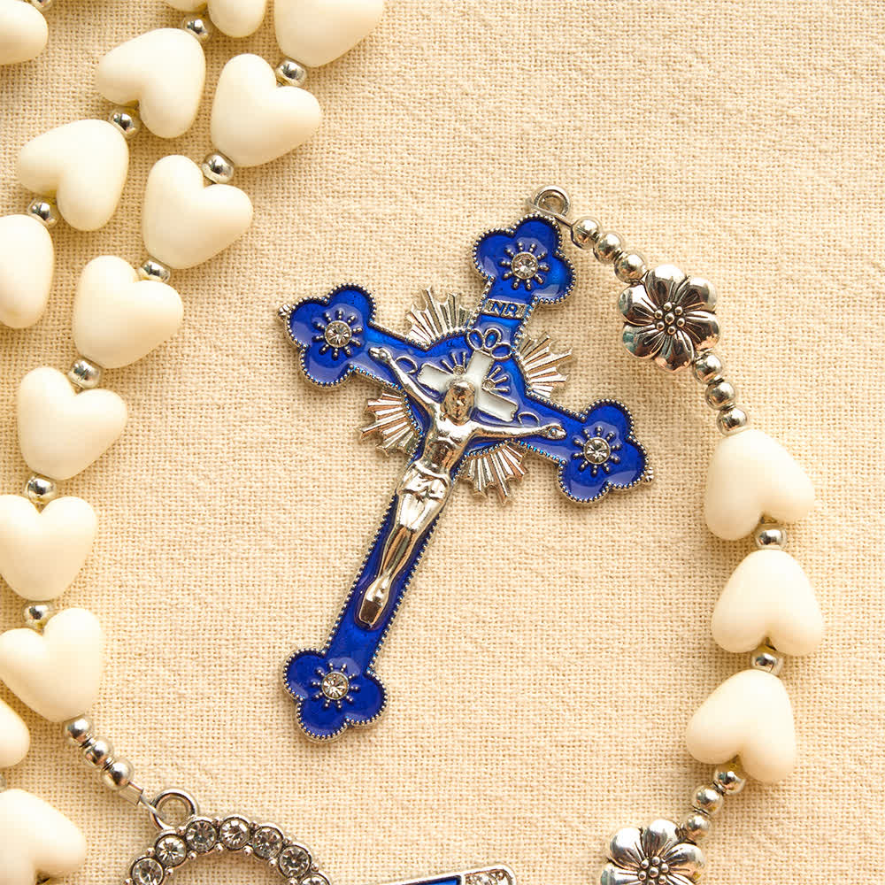 Christianartworkshop Soft Heart-Shaped Bead Our Lady of Aparecida Rosary With Enamel Crucifix: Emblem of Pure Heavenly Love - image 7