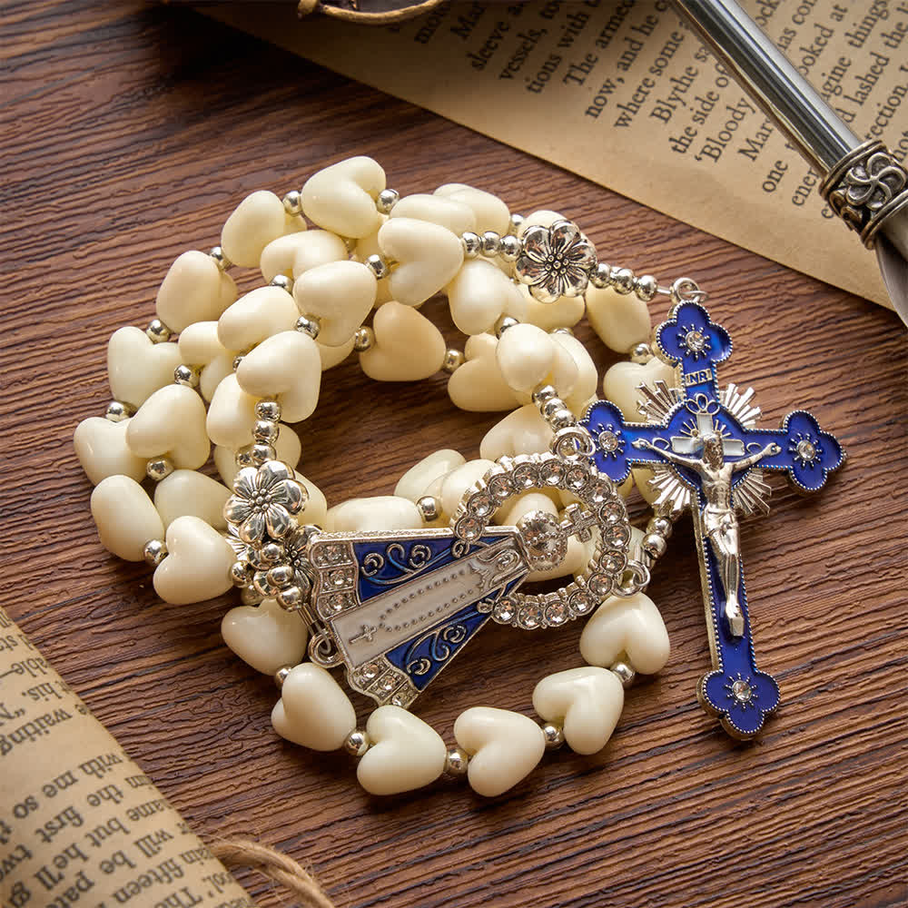 Christianartworkshop Soft Heart-Shaped Bead Our Lady of Aparecida Rosary With Enamel Crucifix: Emblem of Pure Heavenly Love - image 2