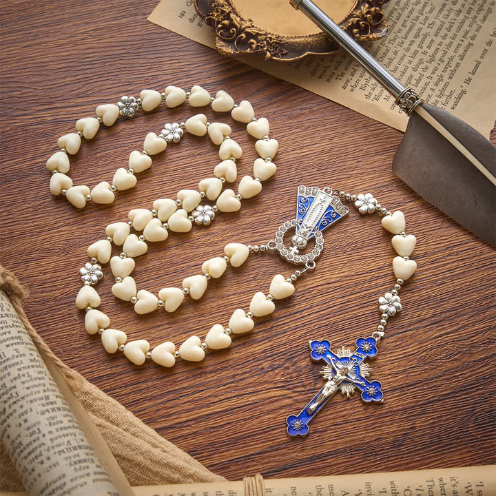 Christianartworkshop Soft Heart-Shaped Bead Our Lady of Aparecida Rosary With Enamel Crucifix: Emblem of Pure Heavenly Love - Heart Beads Rosary - image 0