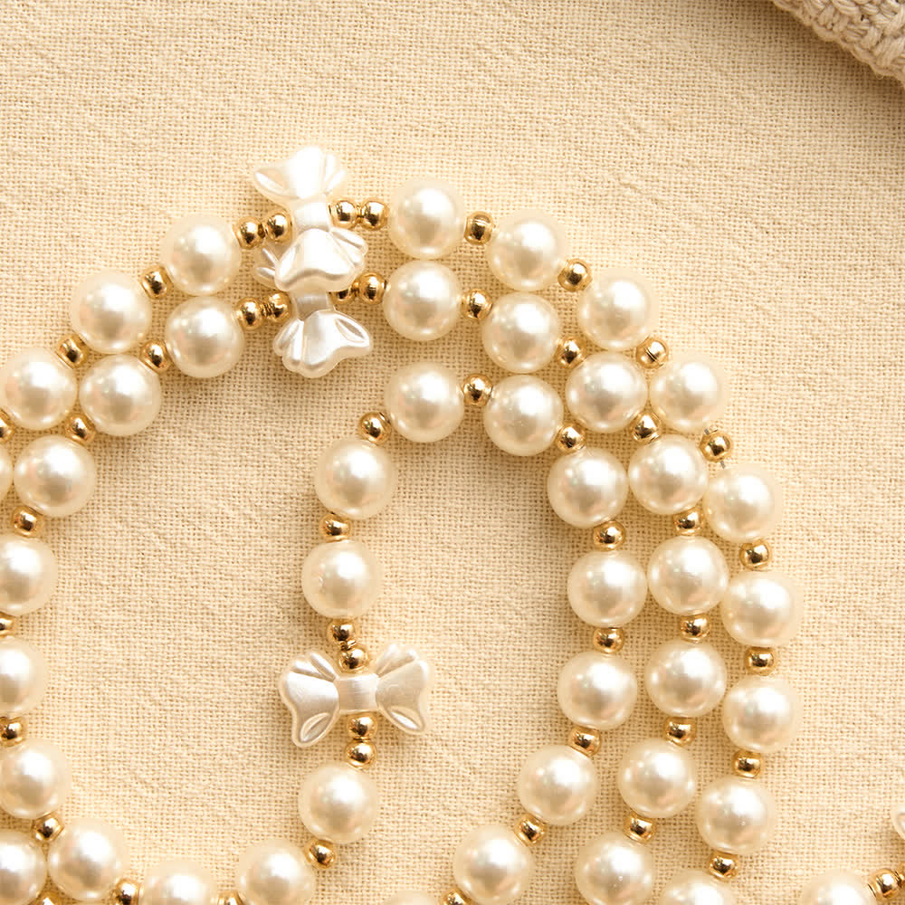 Christianartworkshop Elegant White Pearl Bow Rosary With Our Lady Jeweled Cross: Emblem of Gentle Heavenly Purity - image 5