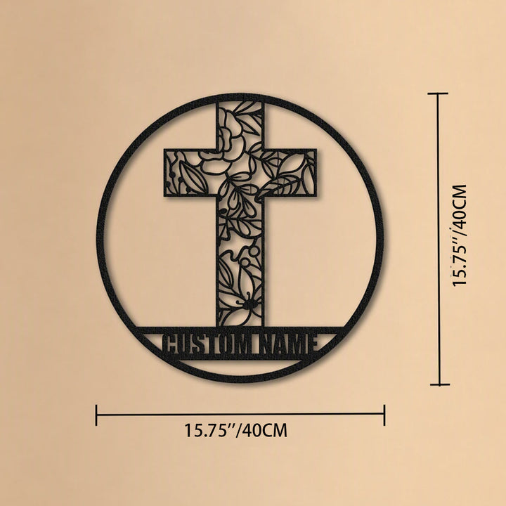 Christianartworkshop Laser Cut Floral Cross Personalized Metal Wall Decor: Token of Peace and New Life - Name Customized - 15.75''*15.75''*0.04''/40cm*40cm*0.1cm - image 7