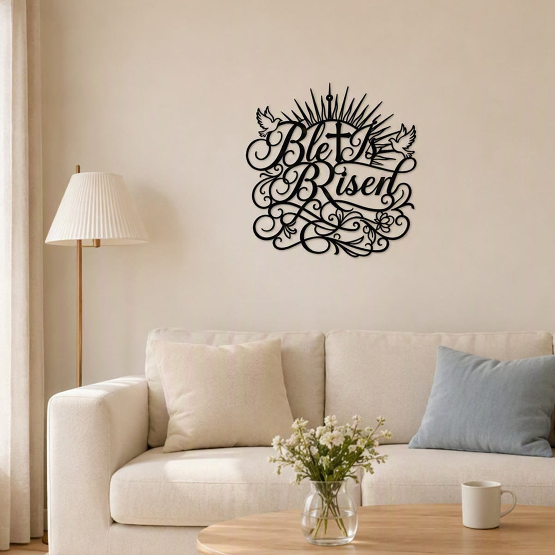 Christianartworkshop He Is Risen Script Metal Wall Sign: Emblem of Timeless Resurrection Hope - image 4
