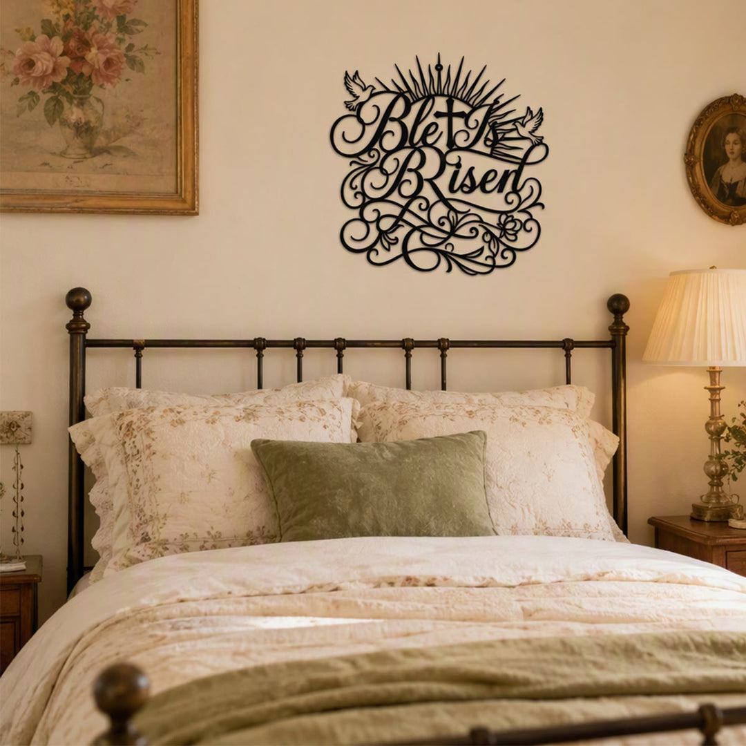 Christianartworkshop He Is Risen Script Metal Wall Sign: Emblem of Timeless Resurrection Hope - image 2