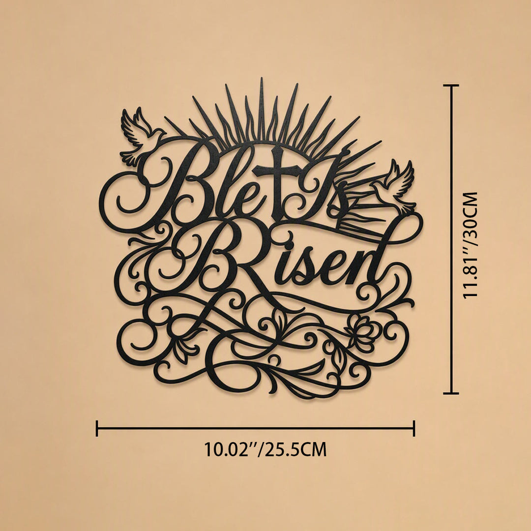 Christianartworkshop He Is Risen Script Metal Wall Sign: Emblem of Timeless Resurrection Hope - 11.81''*10.04''*0.04''/30cm*25.5cm*0.1cm - image 5