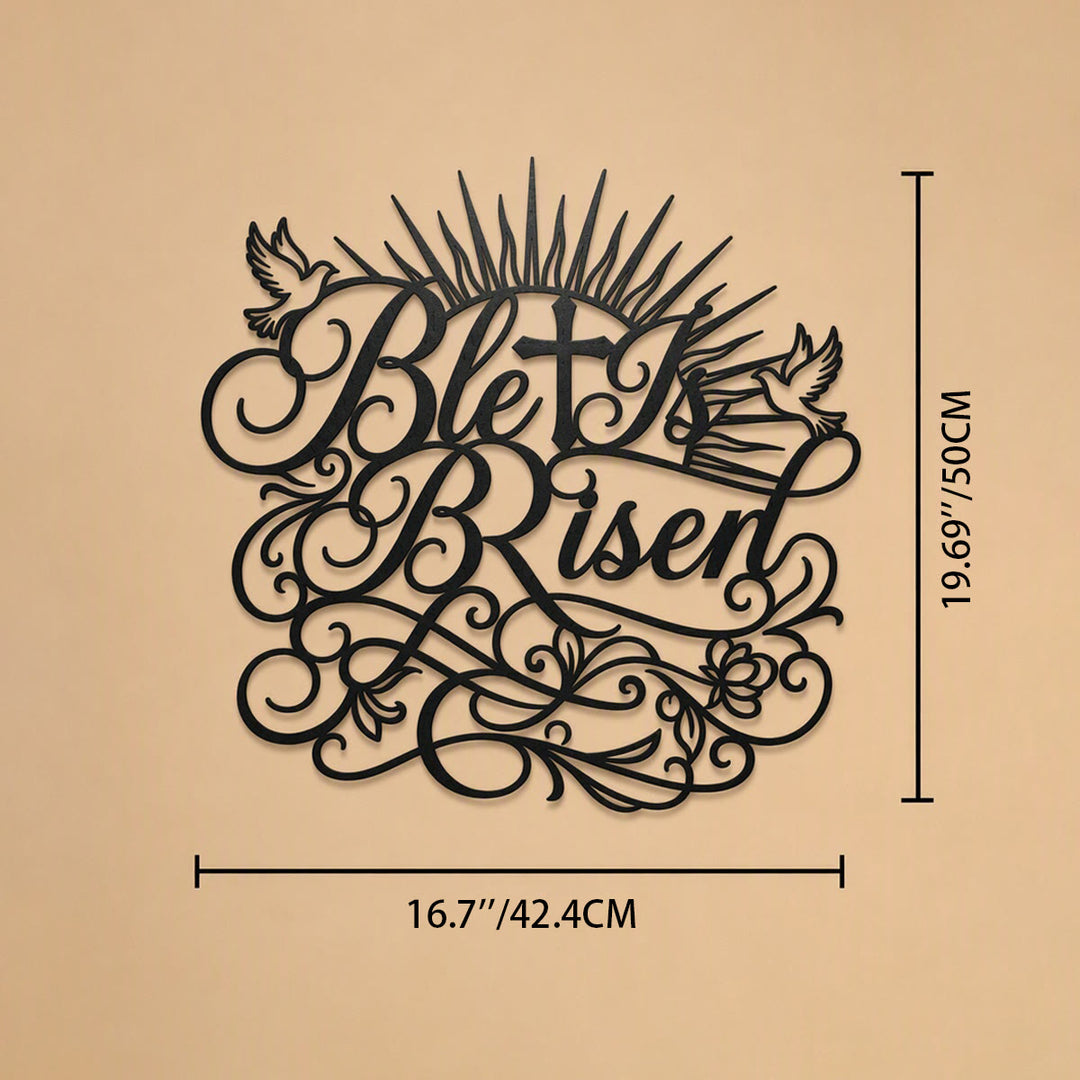 Christianartworkshop He Is Risen Script Metal Wall Sign: Emblem of Timeless Resurrection Hope - 19.69''*16.7''*0.05''/50cm*42.4cm*0.12cm - image 7