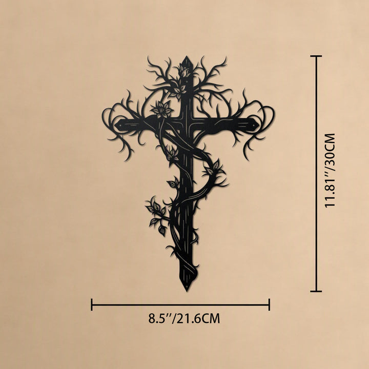 Christianartworkshop Vine Wrapped Tree Cross Metal Wall Sign: Emblem of Life and Redemption - 11.81''*8.5''*0.04''/30cm*21.6cm*0.1cm - image 9