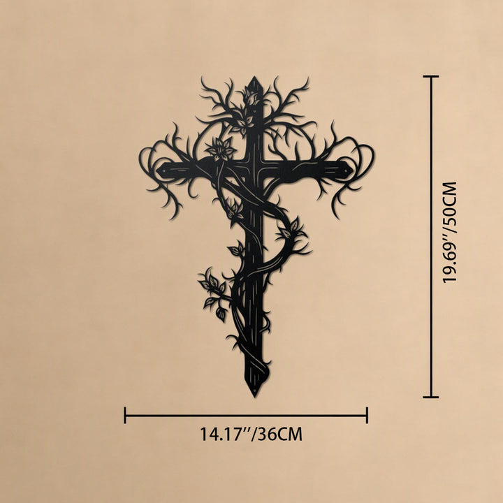 Christianartworkshop Vine Wrapped Tree Cross Metal Wall Sign: Emblem of Life and Redemption - 19.69''*14.17''*0.05''/50cm*36cm*0.12cm - image 11