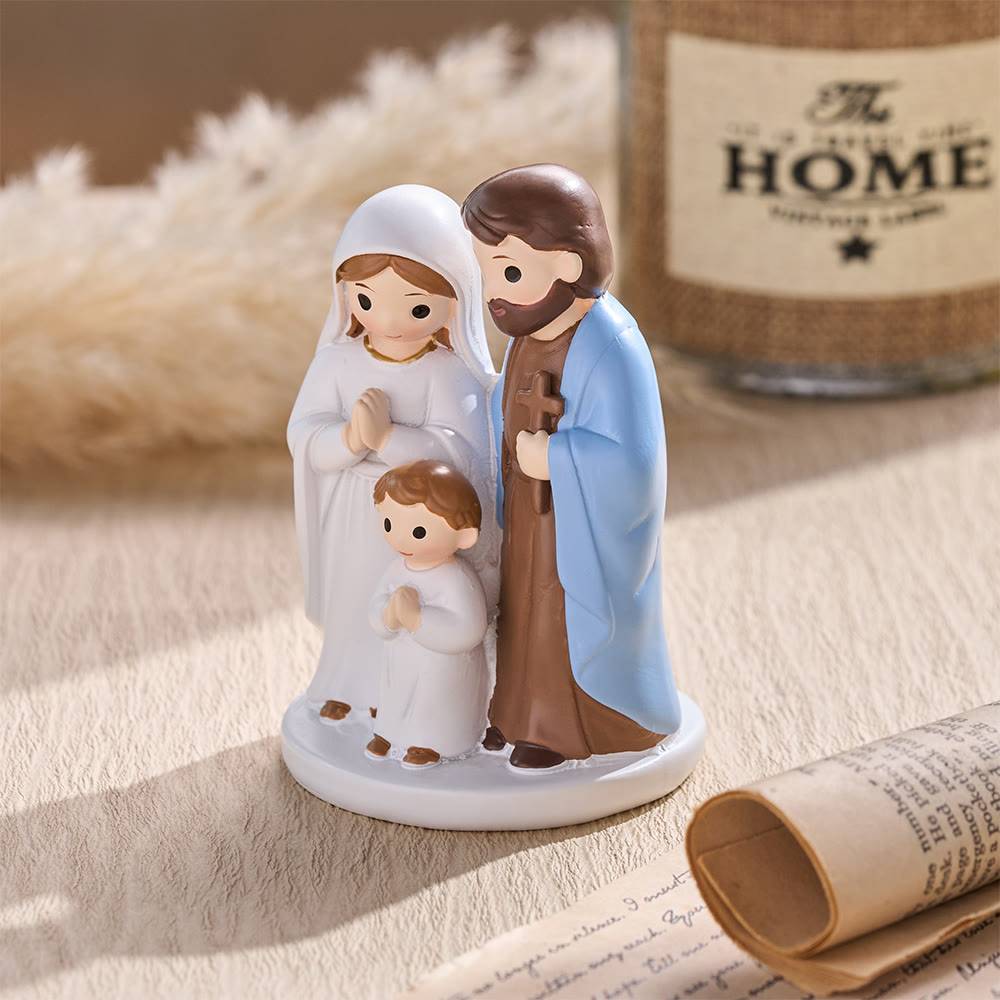 Christianartworkshop Cartoon Holy Family Resin Tabletop Figurine: Emblem of Gentle Family Blessing - image 2