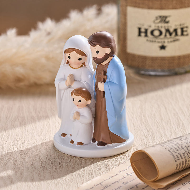 Christianartworkshop Cartoon Holy Family Resin Tabletop Figurine: Emblem of Gentle Family Blessing - image 2