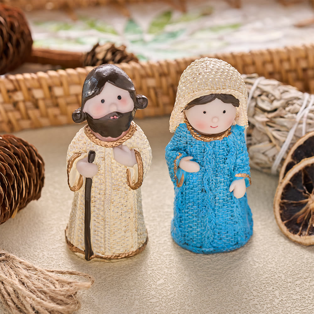 Christianartworkshop Mini Nativity Pair Character Ornaments: Symbol of Quiet Heavenly Harmony - image 1