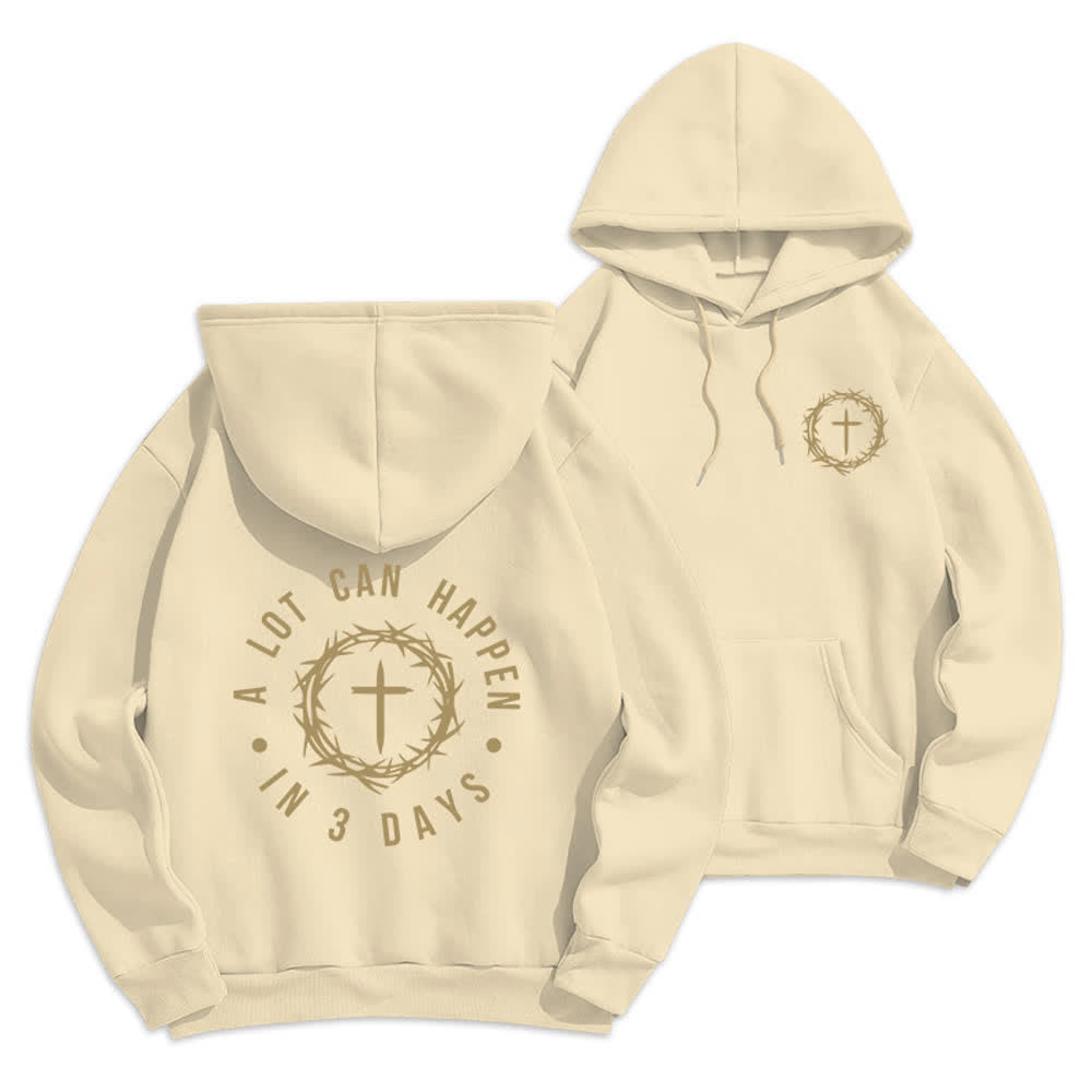 Christianartworkshop A Lot Can Happen In 3 Days Graphic Fleece Lined Polyester Hoodie - Beige - 2XL - image 21