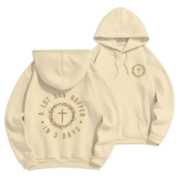 Christianartworkshop A Lot Can Happen In 3 Days Graphic Fleece Lined Polyester Hoodie - Beige - 2XL - image 21