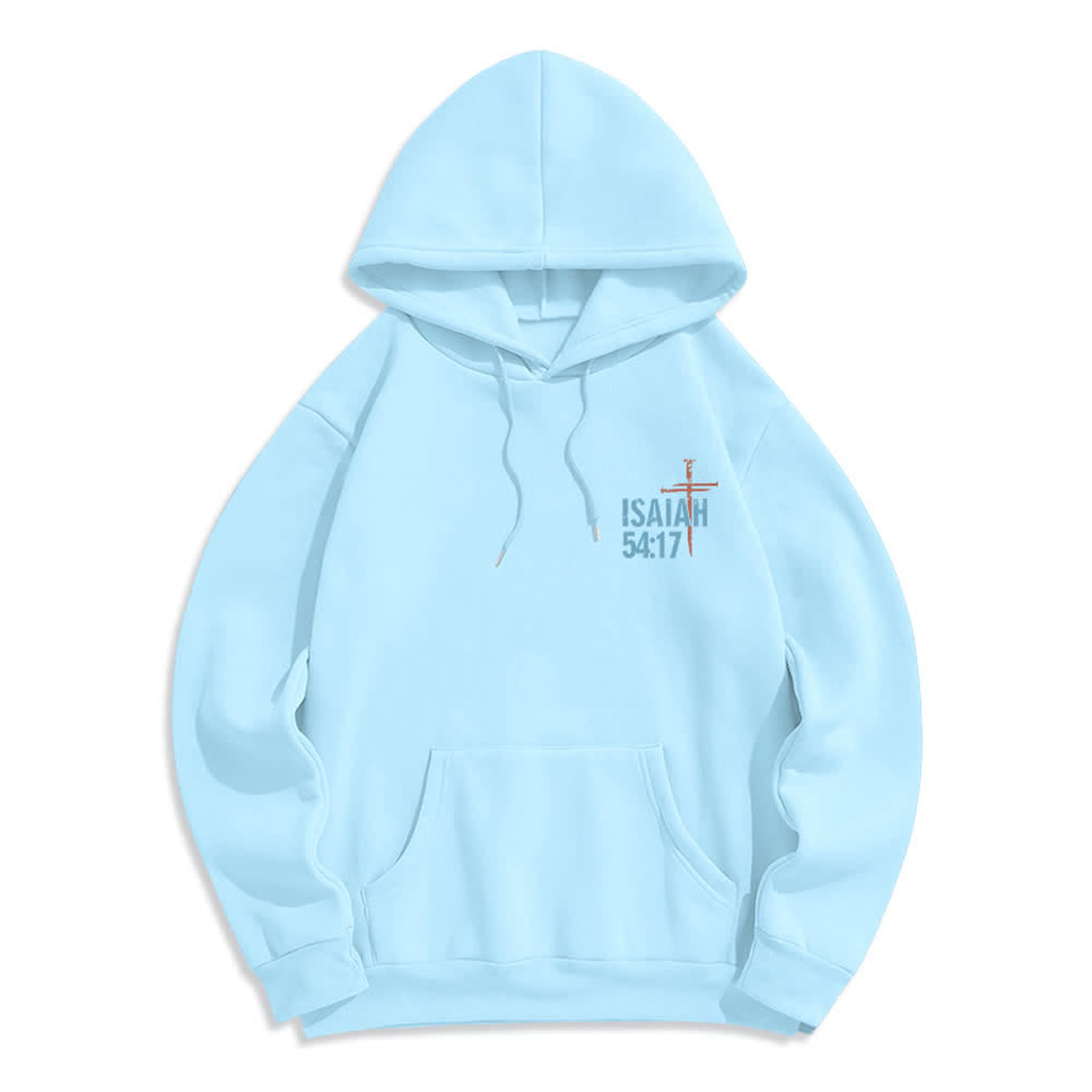 Christianartworkshop Isaiah 54:17 Distressed Back Print Pullover Fleece Lined Polyester Hoodie - image 23