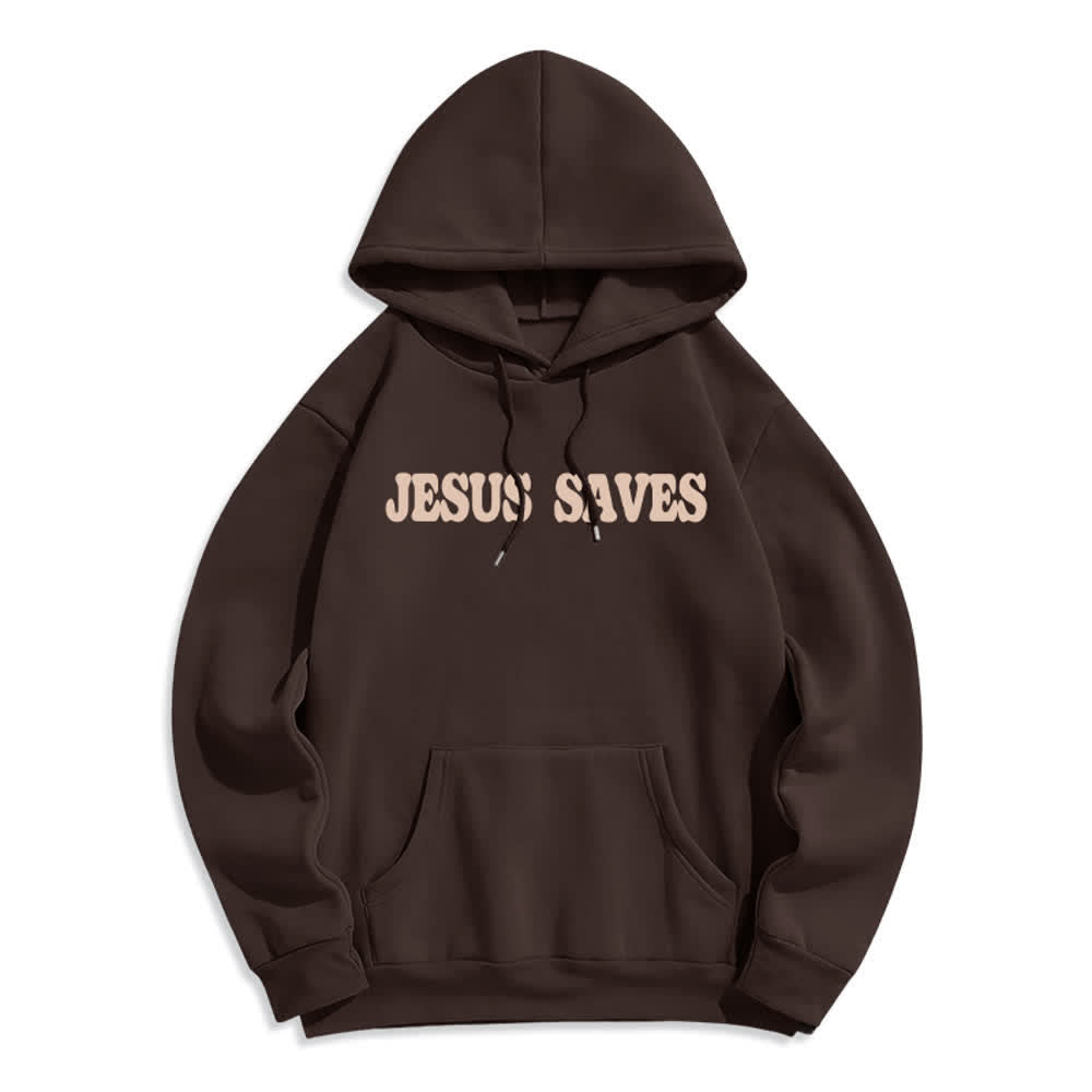 Christianartworkshop Jesus Saves White Pullover Streetwear Fleece Lined Polyester Hoodie - image 11