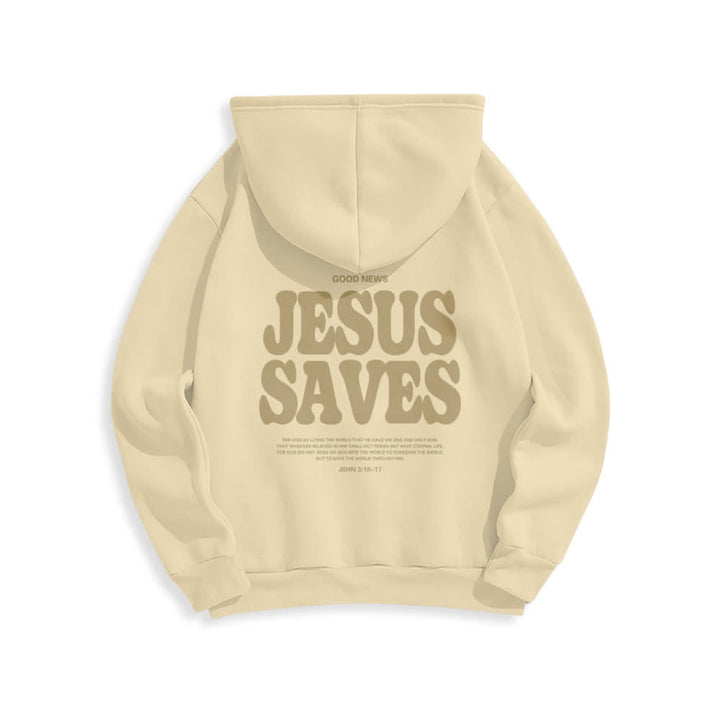 Christianartworkshop Jesus Saves White Pullover Streetwear Fleece Lined Polyester Hoodie - image 16