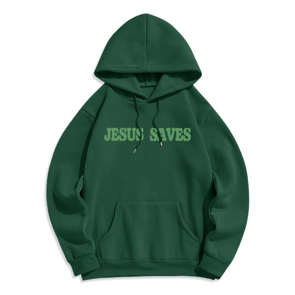 Christianartworkshop Jesus Saves White Pullover Streetwear Fleece Lined Polyester Hoodie - image 20