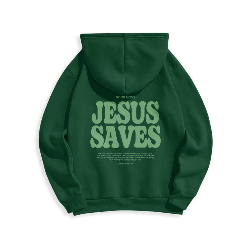 Christianartworkshop Jesus Saves White Pullover Streetwear Fleece Lined Polyester Hoodie - image 19