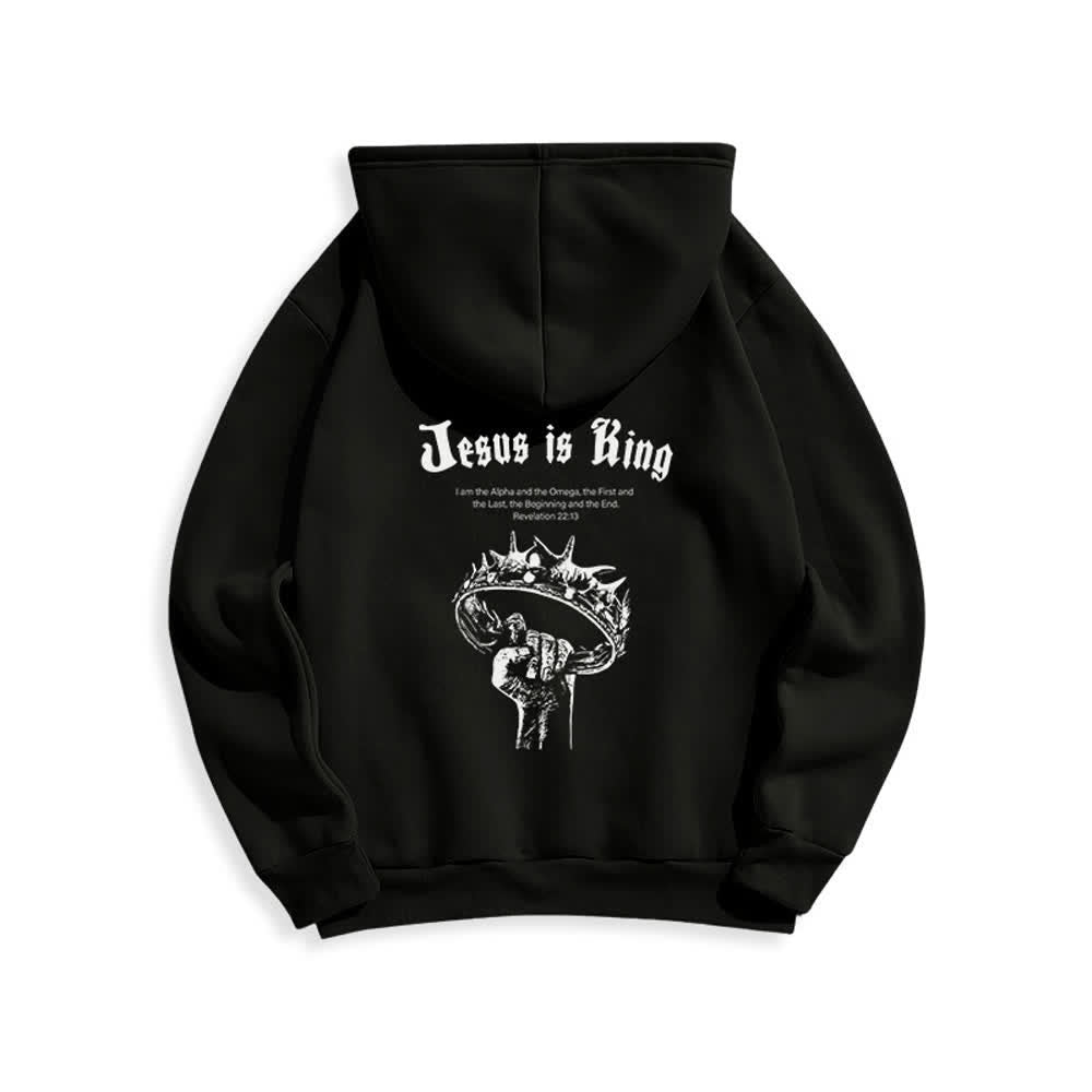 Christianartworkshop Jesus Is King Gothic Graphic Pullover Fleece Lined Polyester Hoodie - image 4