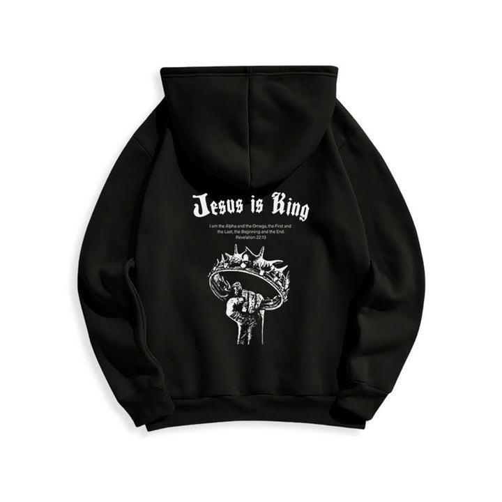 Christianartworkshop Jesus Is King Gothic Graphic Pullover Fleece Lined Polyester Hoodie - image 4