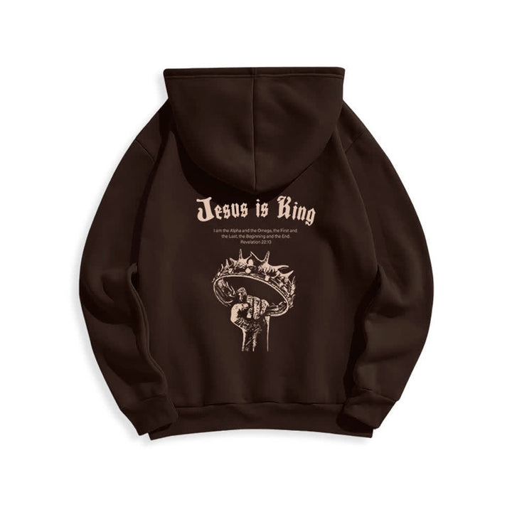Christianartworkshop Jesus Is King Gothic Graphic Pullover Fleece Lined Polyester Hoodie - image 13