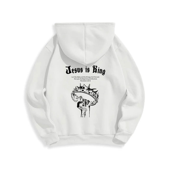 Christianartworkshop Jesus Is King Gothic Graphic Pullover Fleece Lined Polyester Hoodie - image 1