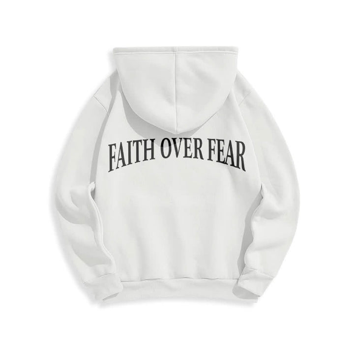 Christianartworkshop Faith Over Fear Thorn Cross Pullover Fleece Lined Polyester Hoodie - image 10