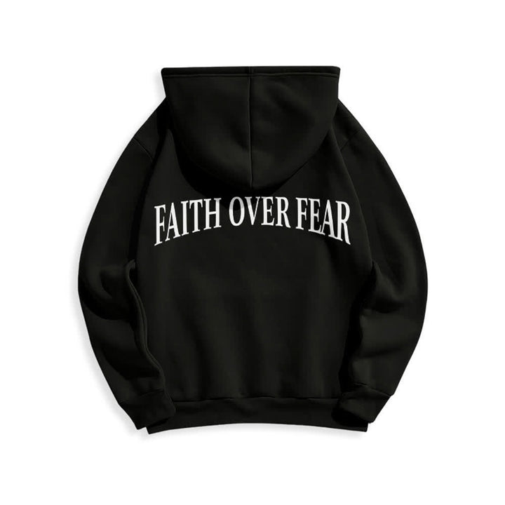 Christianartworkshop Faith Over Fear Thorn Cross Pullover Fleece Lined Polyester Hoodie - image 7