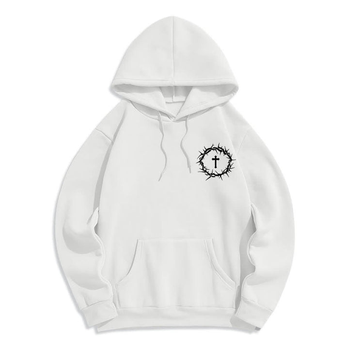 Christianartworkshop Faith Over Fear Thorn Cross Pullover Fleece Lined Polyester Hoodie - image 11