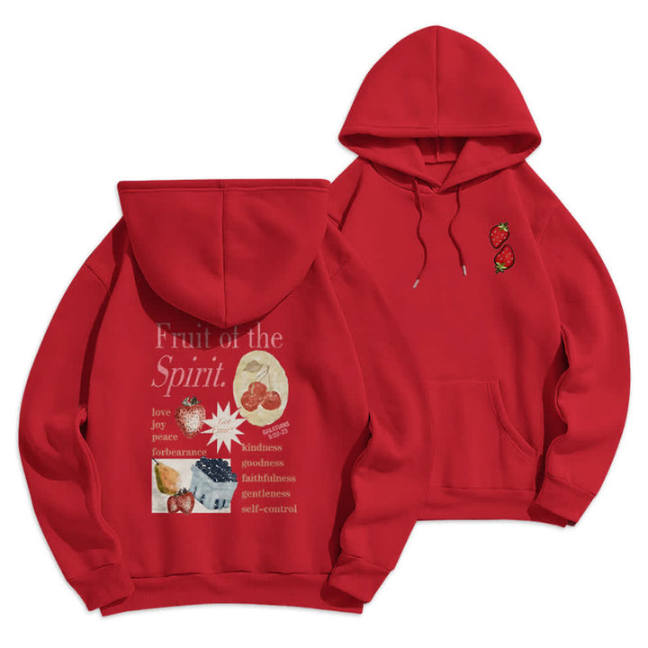 Christianartworkshop Fruit Of The Spirit Strawberry Print Pullover Fleece Lined Polyester Hoodie - Red - 2XL - image 15