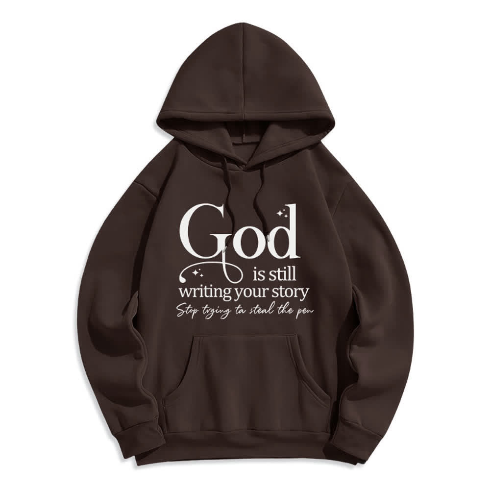 Christianartworkshop God Is Still Writing Your Story Cozy Pullover Fleece Lined Polyester Hoodie - Brown - 2XL - image 0