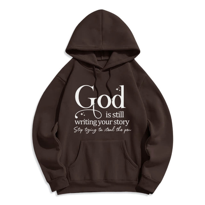 Christianartworkshop God Is Still Writing Your Story Cozy Pullover Fleece Lined Polyester Hoodie - Brown - 2XL - image 0