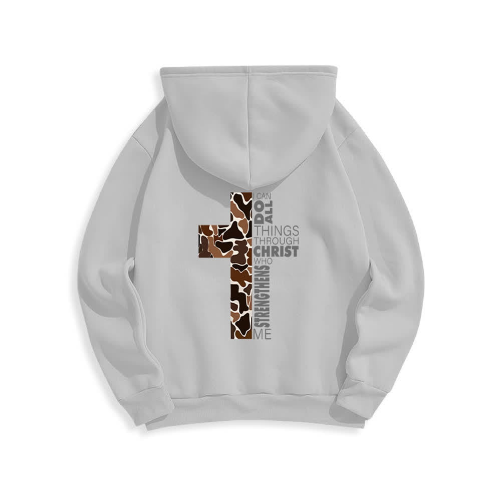 Christianartworkshop Earthtone Cross Verse Detail Streetwear Fleece Lined Polyester Hoodie - image 4