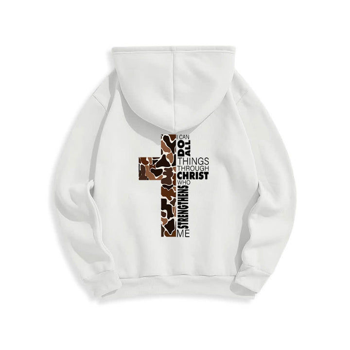 Christianartworkshop Earthtone Cross Verse Detail Streetwear Fleece Lined Polyester Hoodie - image 1