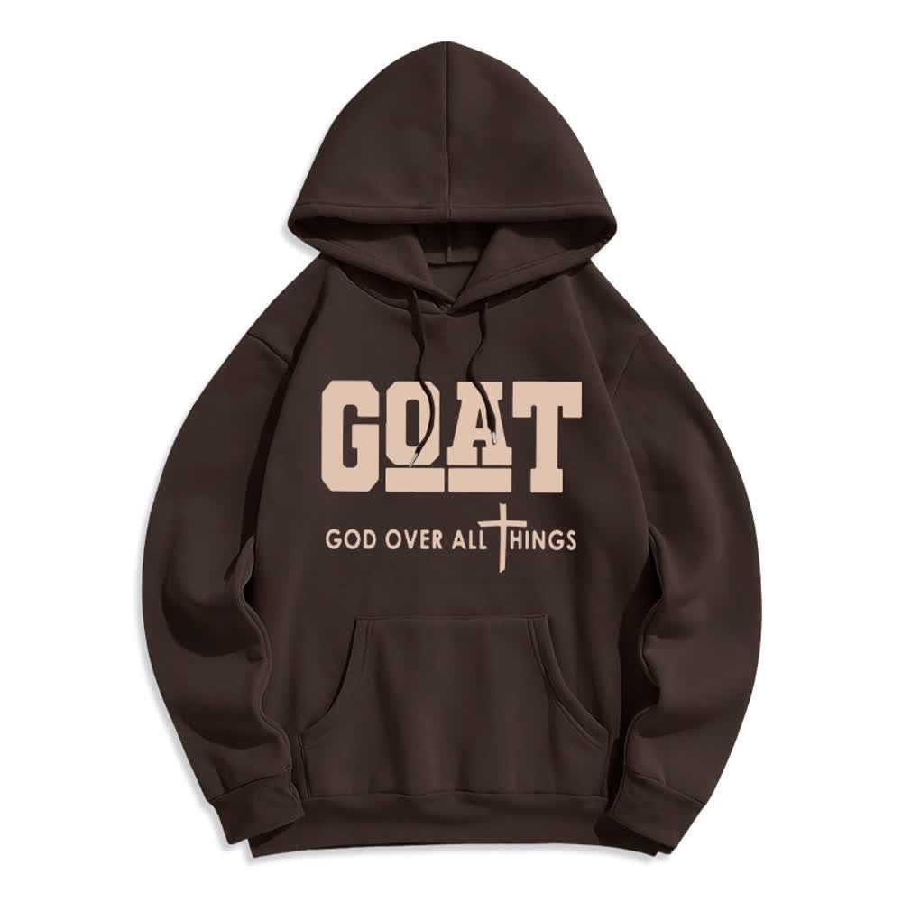 Christianartworkshop GOAT God Over All Things Streetwear Fleece Lined Polyester Hoodie - Brown - 2XL - image 4