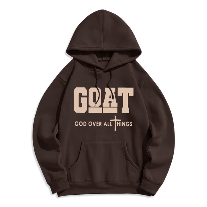 Christianartworkshop GOAT God Over All Things Streetwear Fleece Lined Polyester Hoodie - Brown - 2XL - image 4