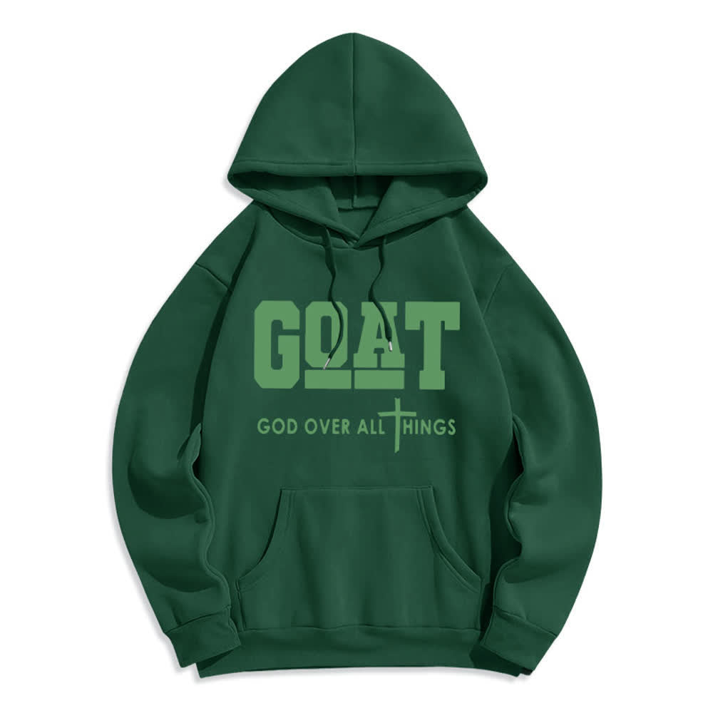 Christianartworkshop GOAT God Over All Things Streetwear Fleece Lined Polyester Hoodie - Green - 2XL - image 5