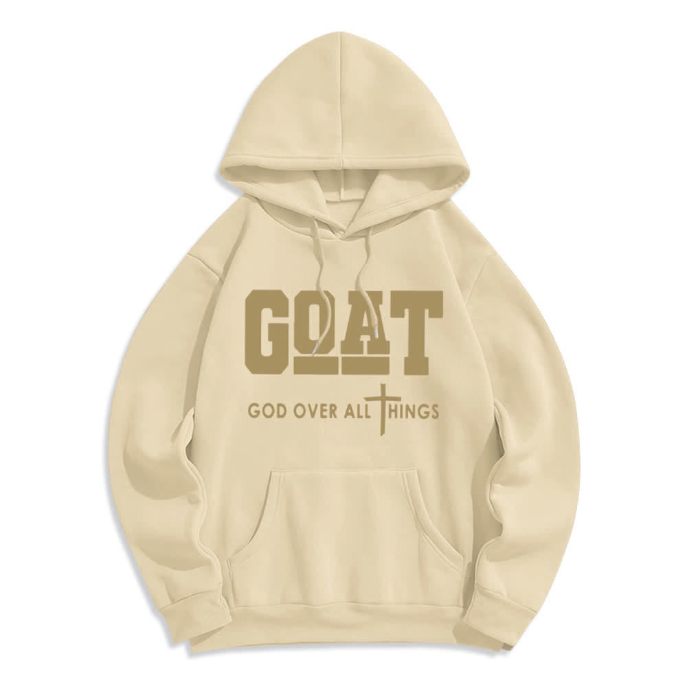 Christianartworkshop GOAT God Over All Things Streetwear Fleece Lined Polyester Hoodie - Beige - 2XL - image 6